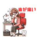 体調不良を伝える少女のLINEスタンプ（個別スタンプ：26）