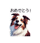 ドット絵 ボーダーコリー 白茶 40種 日常（個別スタンプ：14）