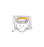 short hair girl yellow（個別スタンプ：5）