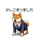 ドット絵 働く柴犬2 社会人 働きたくない（個別スタンプ：1）