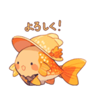 帽子をかぶってる金魚さん。（個別スタンプ：2）