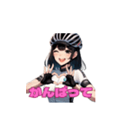 ロードバイク女子 黒髪ボブカットVer（個別スタンプ：1）