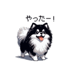 ドット絵 ポメラニアン 白黒 日常会話 40種（個別スタンプ：27）