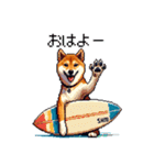 ドット絵 サーファー 柴犬 40種 サーフィン（個別スタンプ：5）