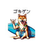 ドット絵 サーファー 柴犬 40種 サーフィン（個別スタンプ：6）