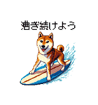 ドット絵 サーファー 柴犬 40種 サーフィン（個別スタンプ：11）