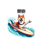 ドット絵 サーファー 柴犬 40種 サーフィン（個別スタンプ：19）