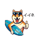 ドット絵 サーファー 柴犬 40種 サーフィン（個別スタンプ：35）