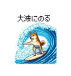 ドット絵 サーファー 柴犬 40種 サーフィン（個別スタンプ：39）