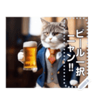 ビール好きなスーツを着た猫（個別スタンプ：12）