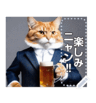 ビール好きなスーツを着た猫（個別スタンプ：15）