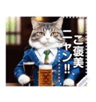 ビール好きなスーツを着た猫（個別スタンプ：18）