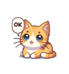 「OK」「いいね」「happy」猫スタンプ（個別スタンプ：1）