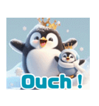 雪で遊ぶキングペンギン:英語（個別スタンプ：5）