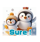 雪で遊ぶキングペンギン:英語（個別スタンプ：6）