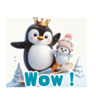 雪で遊ぶキングペンギン:英語（個別スタンプ：7）