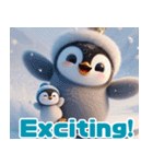 雪で遊ぶキングペンギン:英語（個別スタンプ：16）