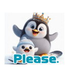 雪で遊ぶキングペンギン:英語（個別スタンプ：31）
