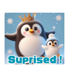 雪で遊ぶキングペンギン:英語（個別スタンプ：33）