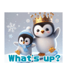 雪で遊ぶキングペンギン:英語（個別スタンプ：35）