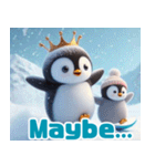 雪で遊ぶキングペンギン:英語（個別スタンプ：36）
