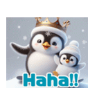 雪で遊ぶキングペンギン:英語（個別スタンプ：40）