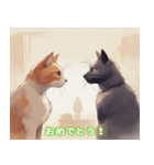 仲良しの猫と犬の会話（個別スタンプ：23）