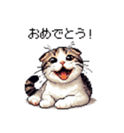 ドット絵 スコティッシュフォールド 白濃茶（個別スタンプ：14）