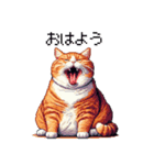 ドット絵 太っちょキジトラ 食べ過ぎ 猫（個別スタンプ：1）