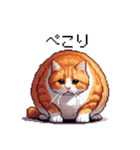 ドット絵 太っちょキジトラ 食べ過ぎ 猫（個別スタンプ：11）