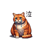 ドット絵 太っちょキジトラ 食べ過ぎ 猫（個別スタンプ：14）