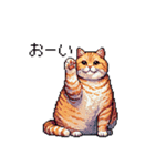 ドット絵 太っちょキジトラ 食べ過ぎ 猫（個別スタンプ：19）