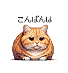 ドット絵 太っちょキジトラ 食べ過ぎ 猫（個別スタンプ：25）