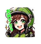 女性ライダーのカワサキさん（個別スタンプ：3）