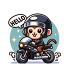 バイクに乗ったカッコイイ猿（個別スタンプ：1）