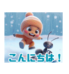 雪遊びアリ：日本語（個別スタンプ：10）