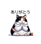 ドット絵 太っちょ三毛猫 日常会話（個別スタンプ：3）