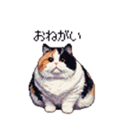 ドット絵 太っちょ三毛猫 日常会話（個別スタンプ：16）