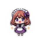 紫のメイドちゃんスタンプ（個別スタンプ：1）