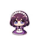 紫のメイドちゃんスタンプ（個別スタンプ：3）