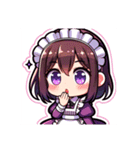 紫のメイドちゃんスタンプ（個別スタンプ：4）
