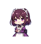 紫のメイドちゃんスタンプ（個別スタンプ：7）