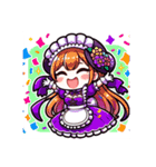 紫のメイドちゃんスタンプ（個別スタンプ：8）