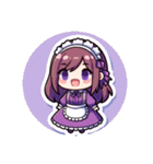 紫のメイドちゃんスタンプ（個別スタンプ：9）