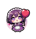 紫のメイドちゃんスタンプ（個別スタンプ：10）