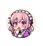 紫のメイドちゃんスタンプ（個別スタンプ：12）