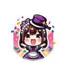紫のメイドちゃんスタンプ（個別スタンプ：15）
