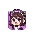 紫のメイドちゃんスタンプ（個別スタンプ：17）