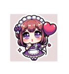 紫のメイドちゃんスタンプ（個別スタンプ：18）
