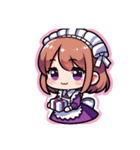 紫のメイドちゃんスタンプ（個別スタンプ：24）